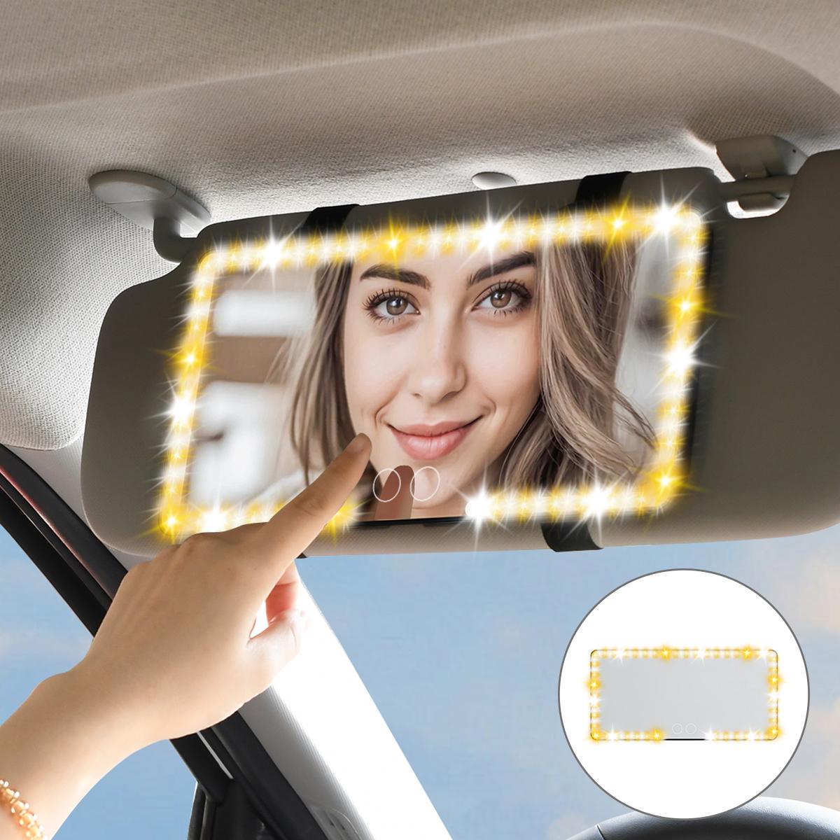 

HD Car SunVisor Makeup Mirror Adjustable Lighting 8mm Ultra-thin Invisible Car Interior Mirror Ladies Special Makeup Accessories чорний
