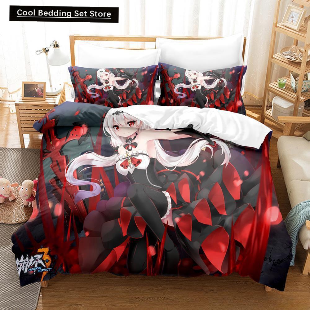 Spel Honkai Impact 3 Sängkläder Set Enkelsäng Tvilling Full Queen King Size Sängset Vuxen Barn Sovrum Påslakanset Anime Lakan Set