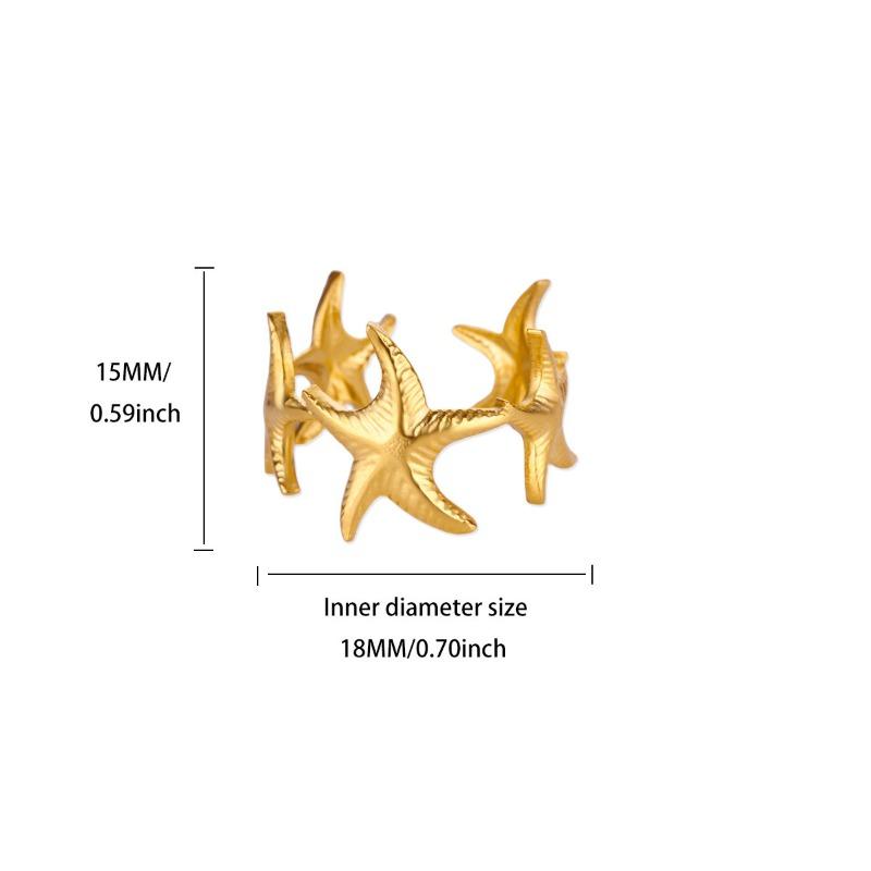 Wind trend ocean wind multiple scallop ring gold and silver color scheme titanium steel fashion exquisite jewelry