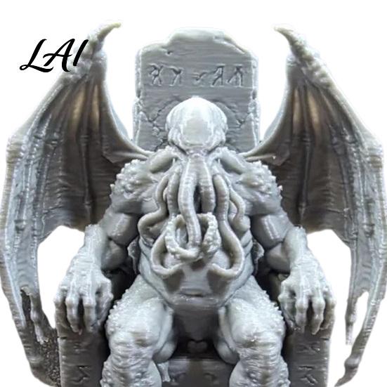 3D Printed Pla Crafts Throne Cthulhu Statue Gothic Resin Figurine for Shelf & Desk Niche Hobbyist Gifts Decor Tentacle Monsters Dark Fantasy