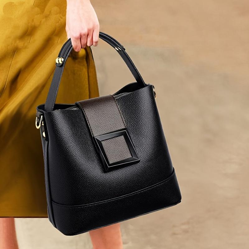 Women Leather Bucket Bag Stylish Top Handle  Comfortable Shoulder Strap Fashion-Forward Design Handbag Shoulder Crossbody Bags