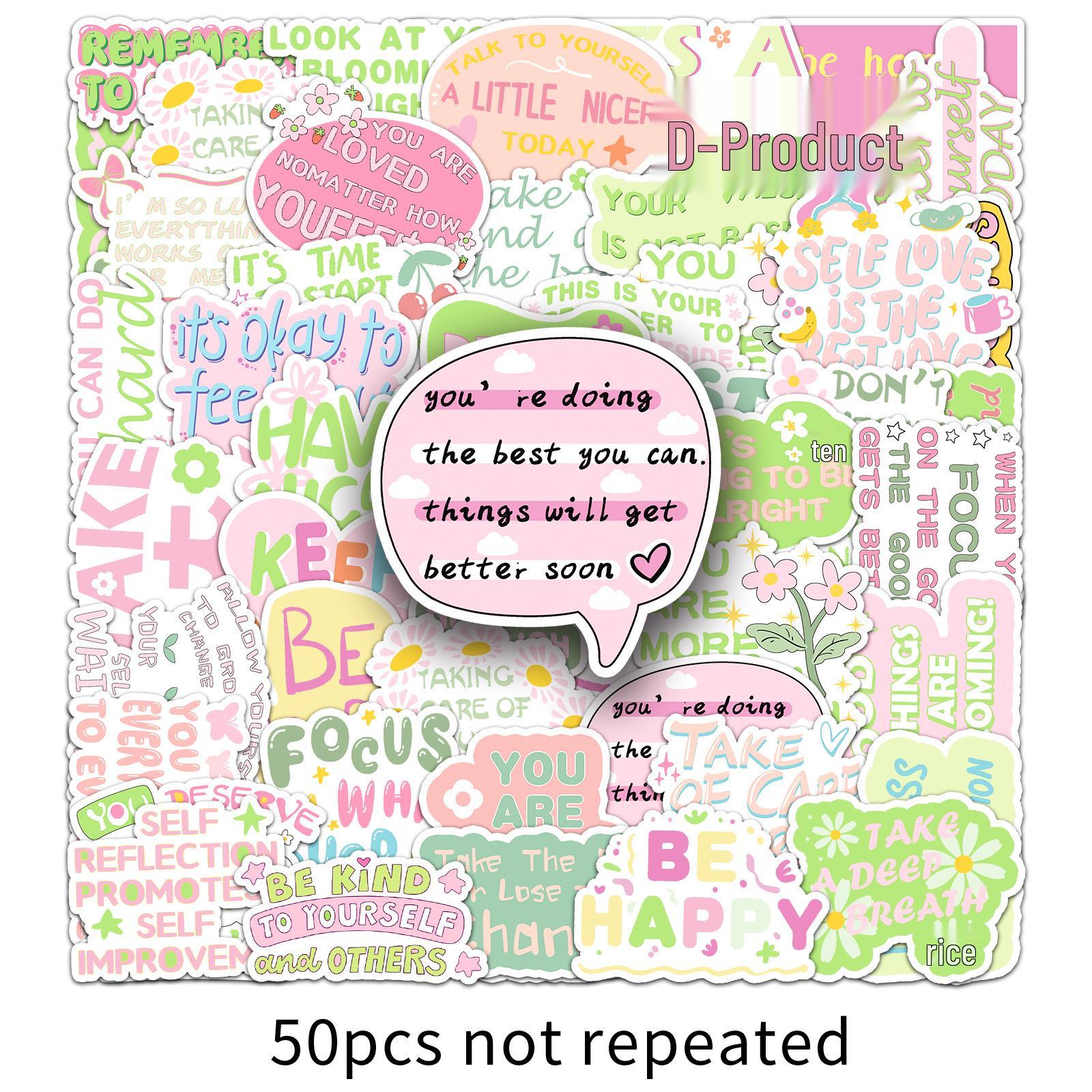 50 Danish Pink Motivational Stickers - INS Style Fresh & Cute for Planners or Refrigerators