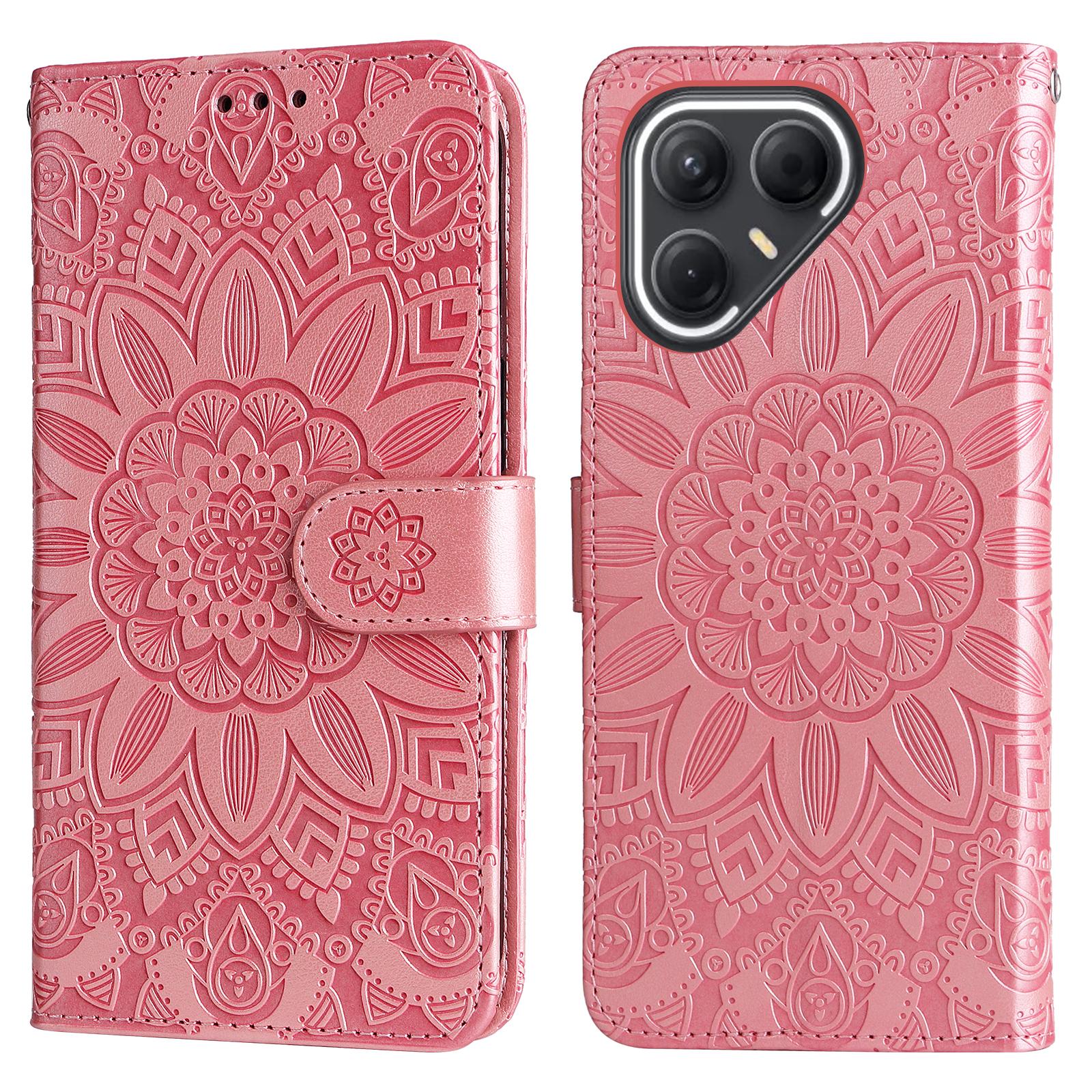

For TECNO Pova 7 5G Case Sunflower Imprint Leather Wallet Phone Cover Pink