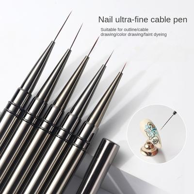 Nail Liner DIY Drawing Painting Flower Line Stripes Pen 6/9/12/15/18mm Metal Handle Nail Art Brush with Cover Nail Brushes
