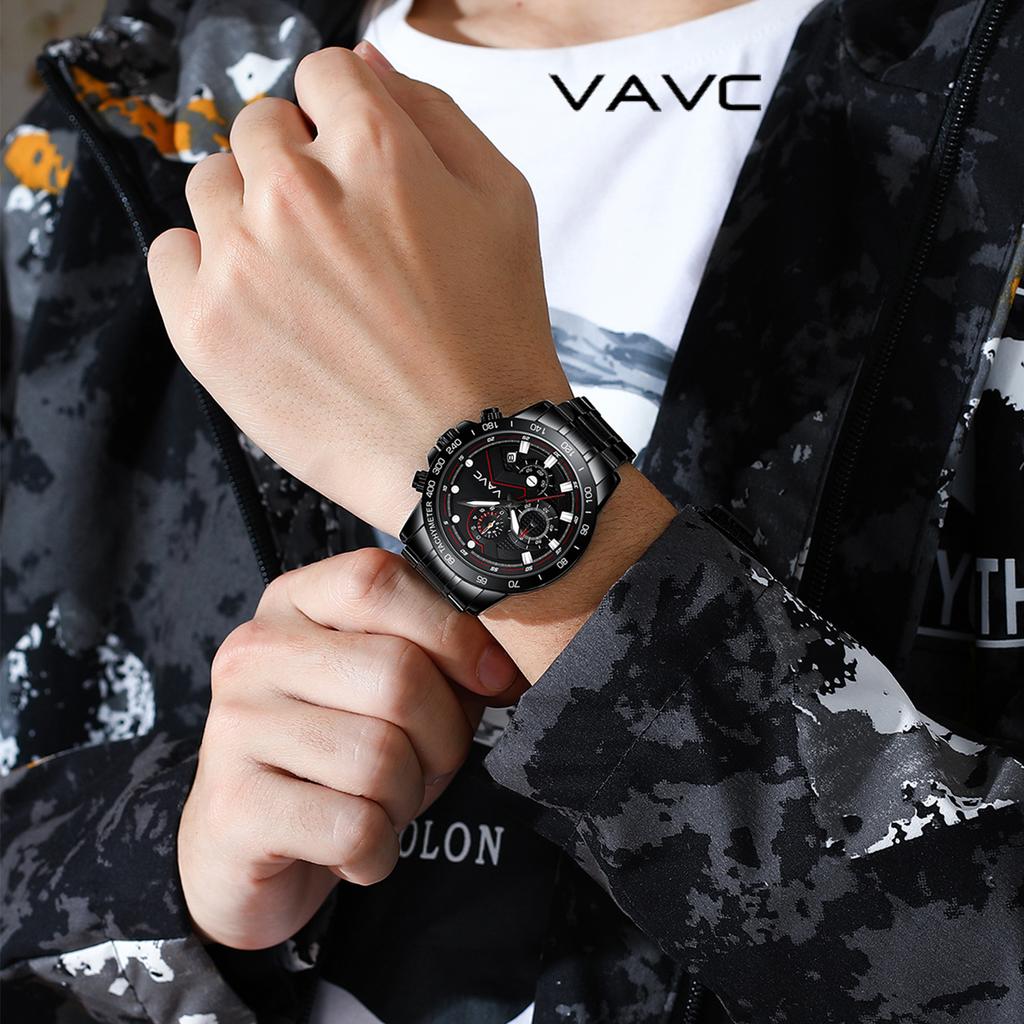 VAVC Luxury Mens Chronograph Impermeabile Business Sports Orologio da polso  al quarzo con cinturino in acciaio inossidabile nero Army Orologio da polso  militare luminoso acquista in modo economico — spedizione gratuita,  recensioni