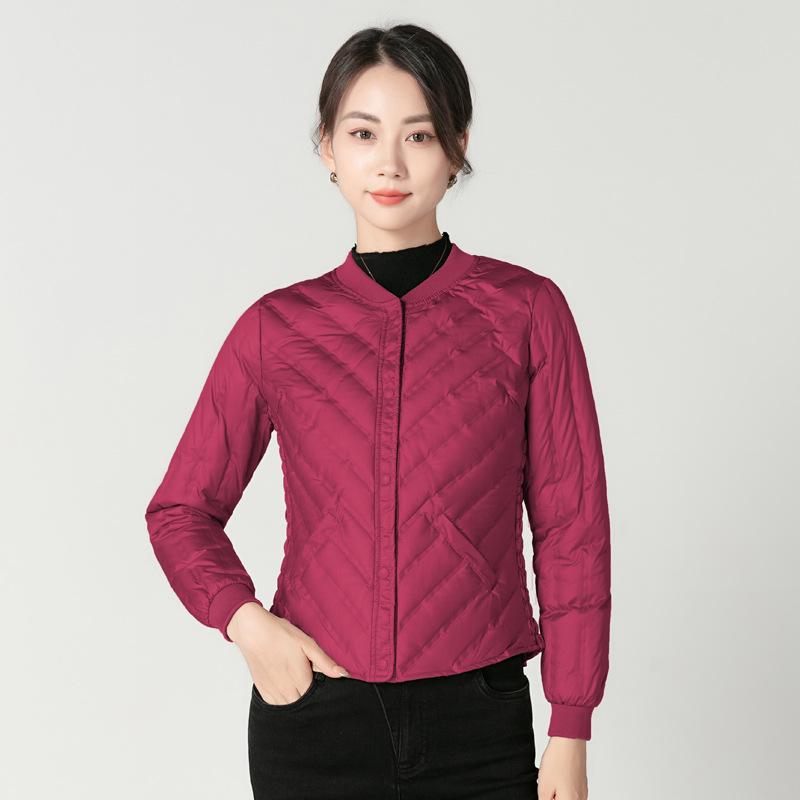Dámská lehká péřová bunda slim fit - Hřejivá zimní základní vrstva a svrchní oděv