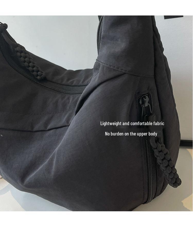 Spring Nylon Pleated Crossbody Shoulder Bag: Women's Lightweight Casual Dumpling Bag in Matching Colors