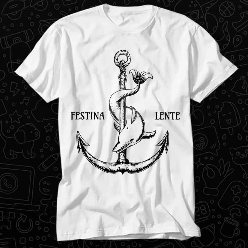 

Festina Lente Symbol Anchor Dolphin Make Haste Slowly T Shirt 374 S