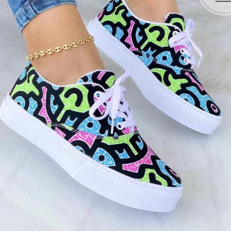 Women Flats Sport Canvas Shoes Summer New Sneakers Fashion Running Shoes Platform Women Shoes Walking Lace -Up Mujer Zapatos