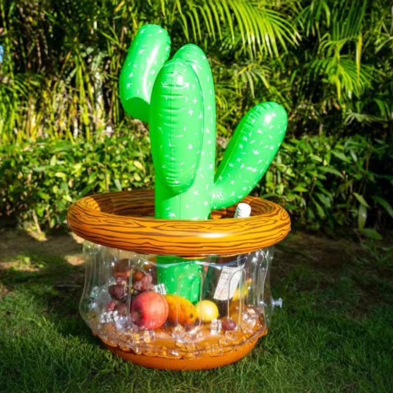 Inflatable Coconut Tree Drink Holder Summer Pool Party Cooler Ice Bucket Blow Up Beverage Tray for Beach Pool Party Accessories