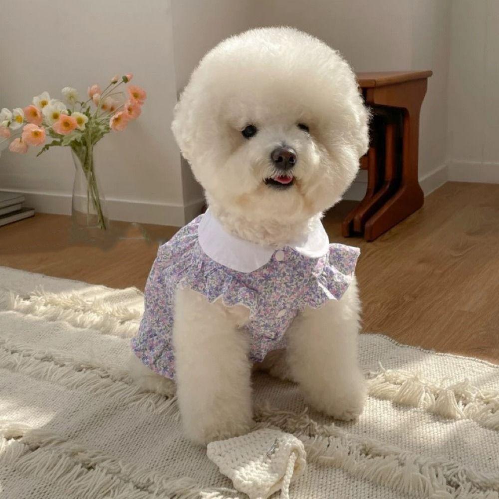Soft Pet Summer Princess Skirt Cotton Cat Floral Dress Comfortable Pet Vest  Small Animal