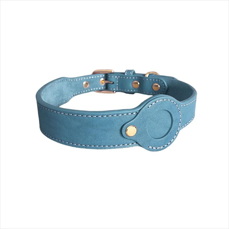 Genuine Leather Dog Collar With AirTag Holder Full Grain Removable Screw S/M Sizes