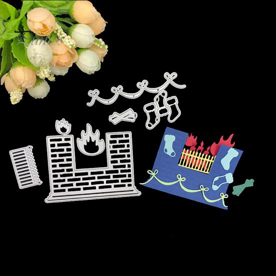 

Рождественский камин, металлический штамп для резки, скрапбукинг, бумажные карты, тиснение, трафарет