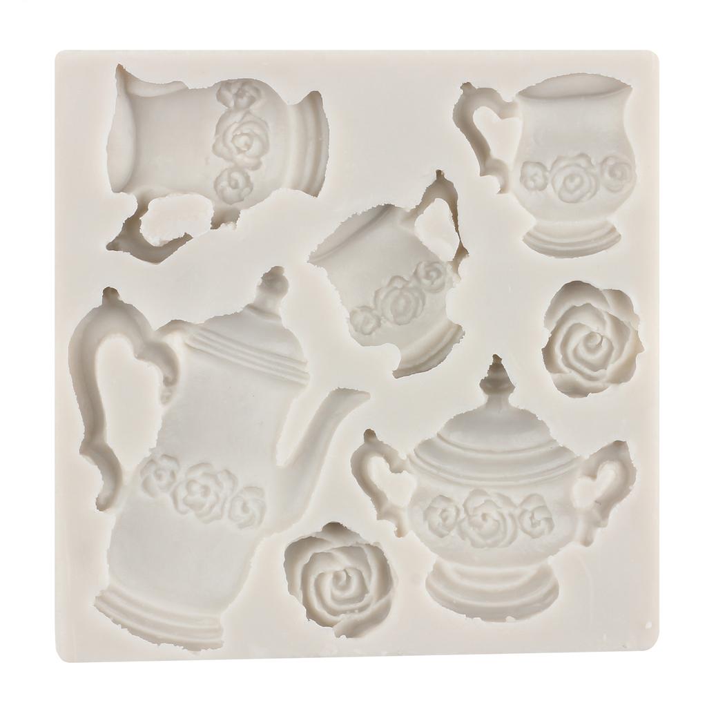 3D Teapot Silicone Moulds Flower Wedding Cake Decorating Tools Fondant Mould DIY Cupcake Baking Clay Candy Chocolate Gumpaste Mould