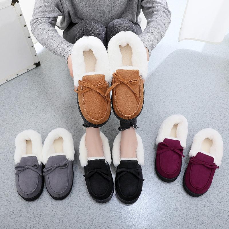 Fashion Winter Women's Cotton Slippers with Fleece Lining Thick Sole Anti-Slip Indoor Outer Wear Warm Bean Paste Shoes