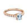 Blue Topaz Pave Band with White CZ Accents Ring - 925 Sterling Silver Rose Gold Vermeil