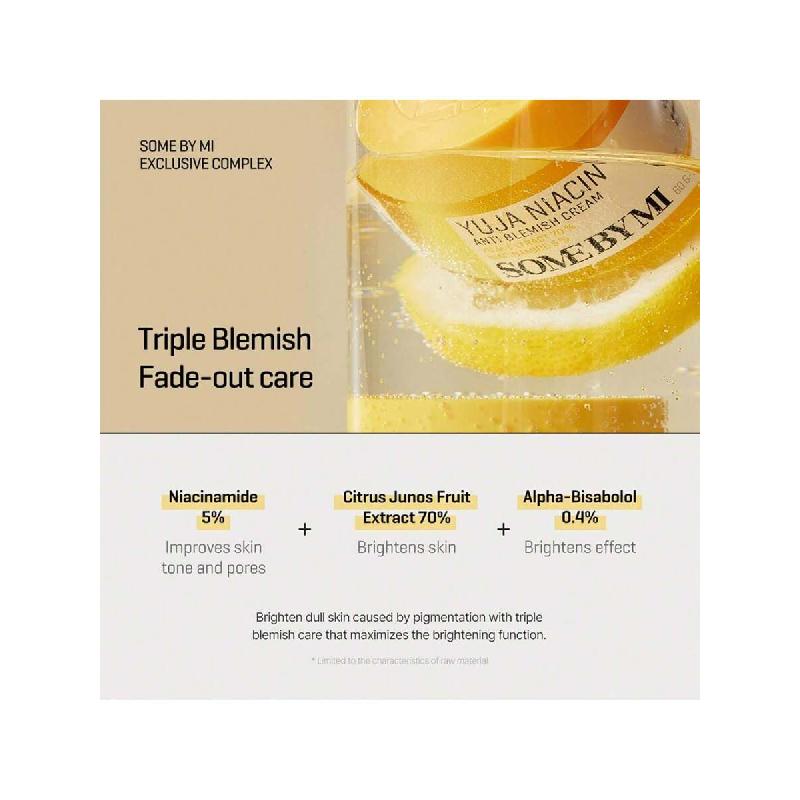 SOME BY MI Yuja Niacin Anti Blemish Cream -  60ml - Daily Face Moisturizer Made From 5% Niacinamide - Advanced Skin Brightening And Pigmentation