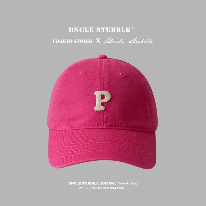 Letter P Embroidered hats Baseball Caps for Men and Woman's Adjustable Casual Cotton Sun Hats  Solid Color Visor Hats