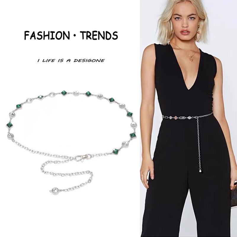 Water Diamond Embellished Womens Chain Belt For Summer Fashion Accessories