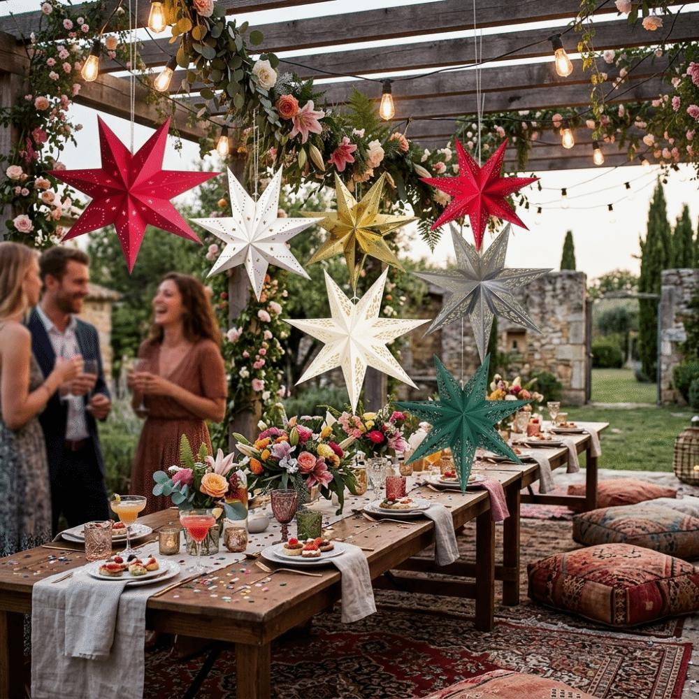 Hollow Out Christmas Hanging Decoration DIY Christmas Tree Ornament Paper Star Pendant Christmas