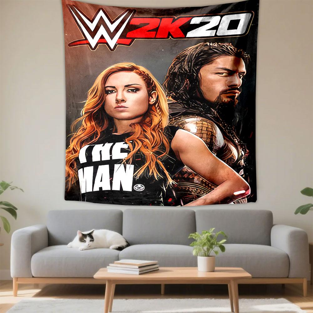 WWE 2K20 The Man Poster Tapestry Wall Hanging, Becky Lynch Game Art, Sports Wall Decor for Bedroom Living Room Man Cave