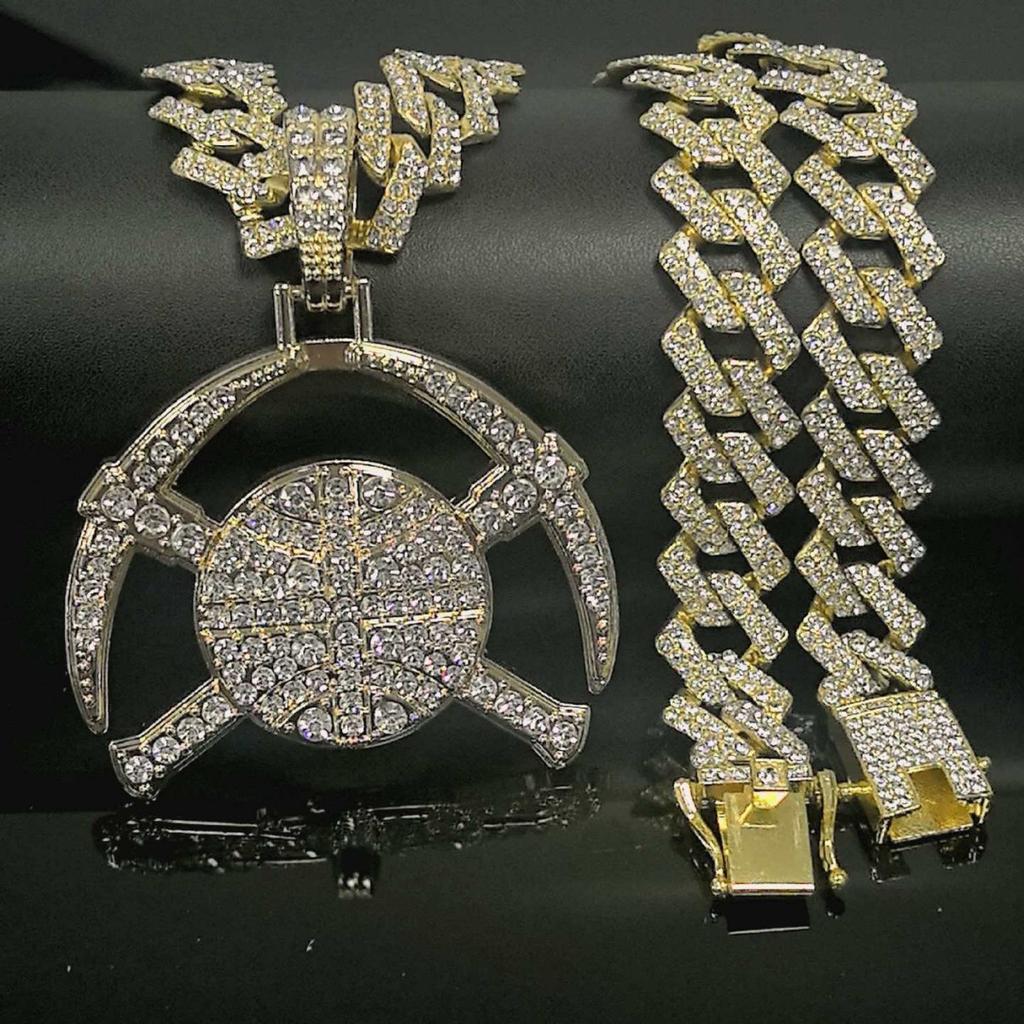 Vollständig Diamantbesetzter Kubanischer Kettenanhänger, Denver Nuggets Logo Diamant-inlaid Halskette, Personalisierter Hip-Hop Schmuck für Herren Auf Lager