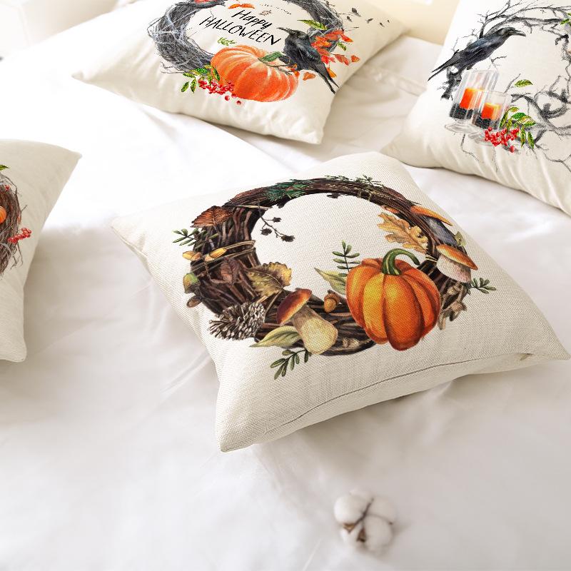 Neue Halloween Polyester Kissenbezug Zuhause Zuhause Schlafzimmer Sofa Kissen Lendenkissenbezug