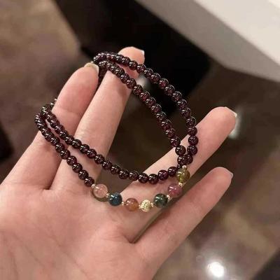 Dames Retro Meerlaagse Granaat Armband – Zomer Niche Design, Modieus Handgemaakt Sieraden Cadeau voor Beste Vriendinnen