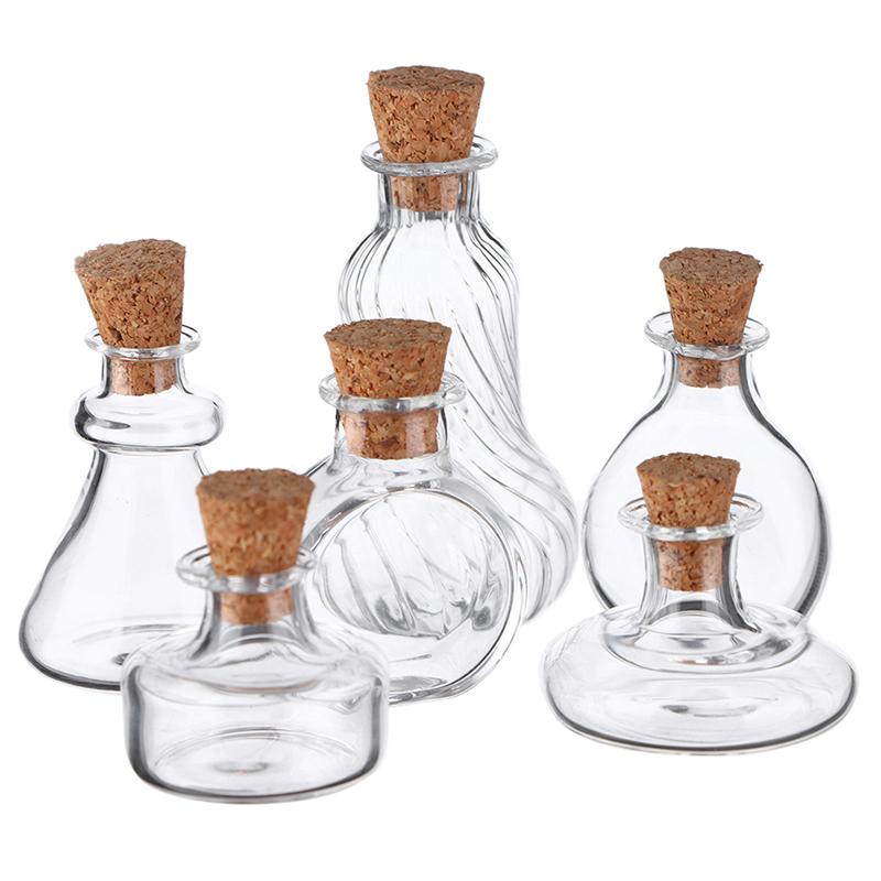 1:12 Dollhouse Mini Wish Bottle Glass Storage Bottle W/Cork Candy Jar Home Decor