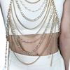 Stylish Women Rhinestones Chest Chain Necklace for Beach and Nightclub Outfits Layered Halter Neck Body Jewelry Crop Top