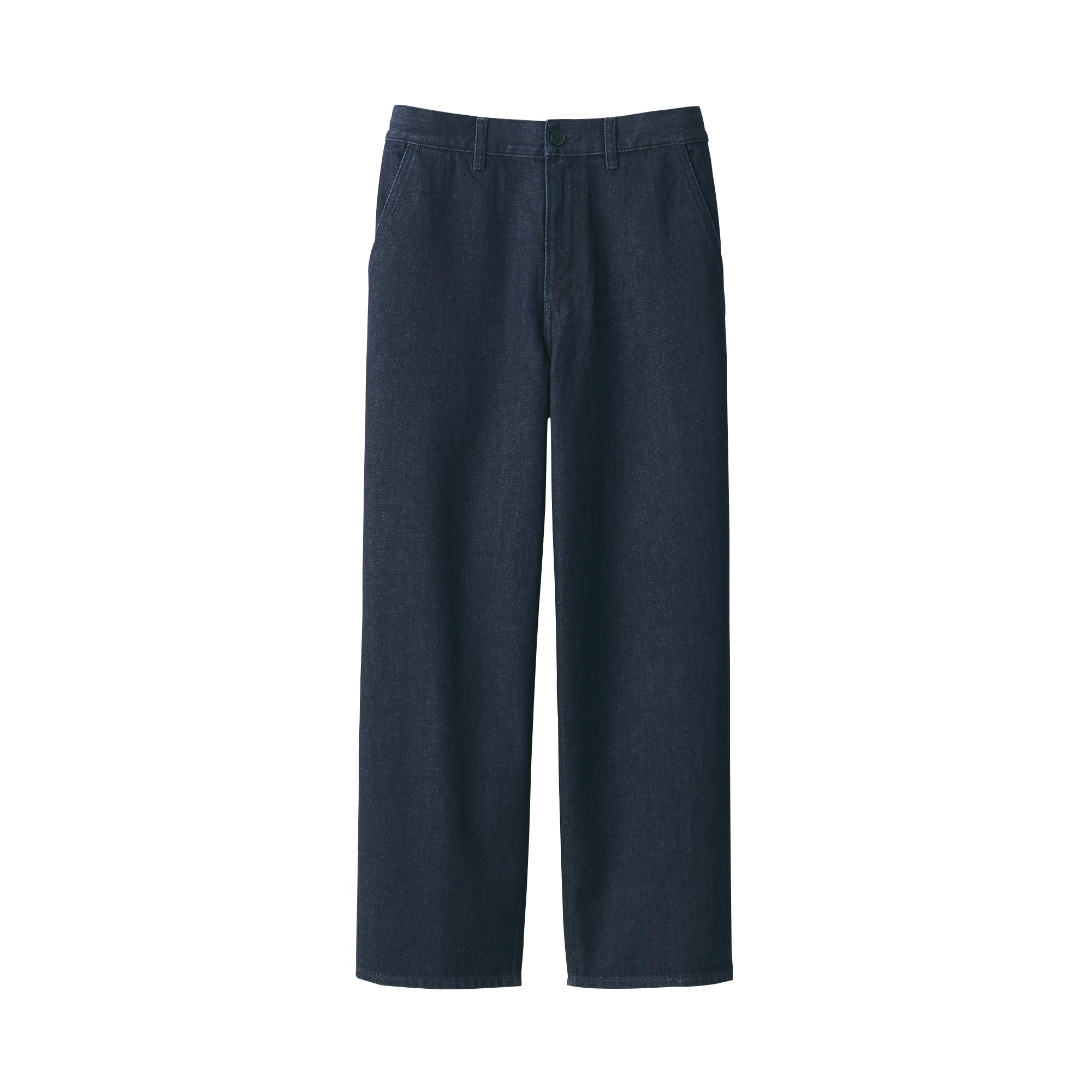 

Мужские широкие джинсы из денима со смесью капока MUJI (AE0ZHA5S) в темно-синем цвете (Мужской размер S)