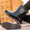 Medium Tube Men's Rain Shoes Water Shoes Non-slip Design Flat Bottom Fashion Rain Boots Takeaway Fishing Kitchen Chef Waterproof Glue Shoes