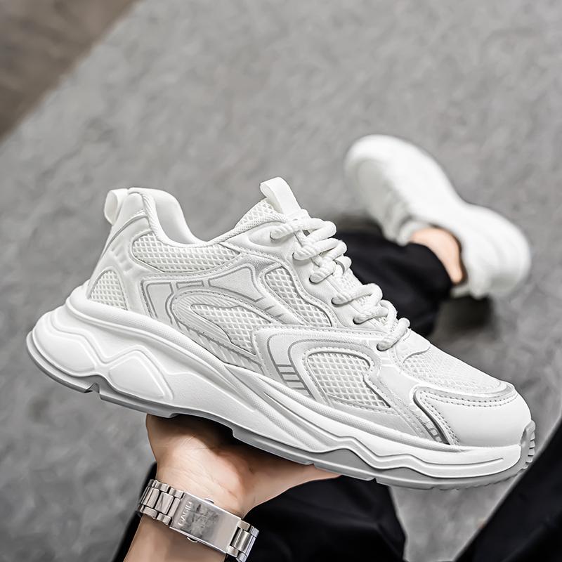 Spring and Autumn Men's Casual Sports Shoes with Lightweight Design, Featuring Color-matched Mesh Shoelaces