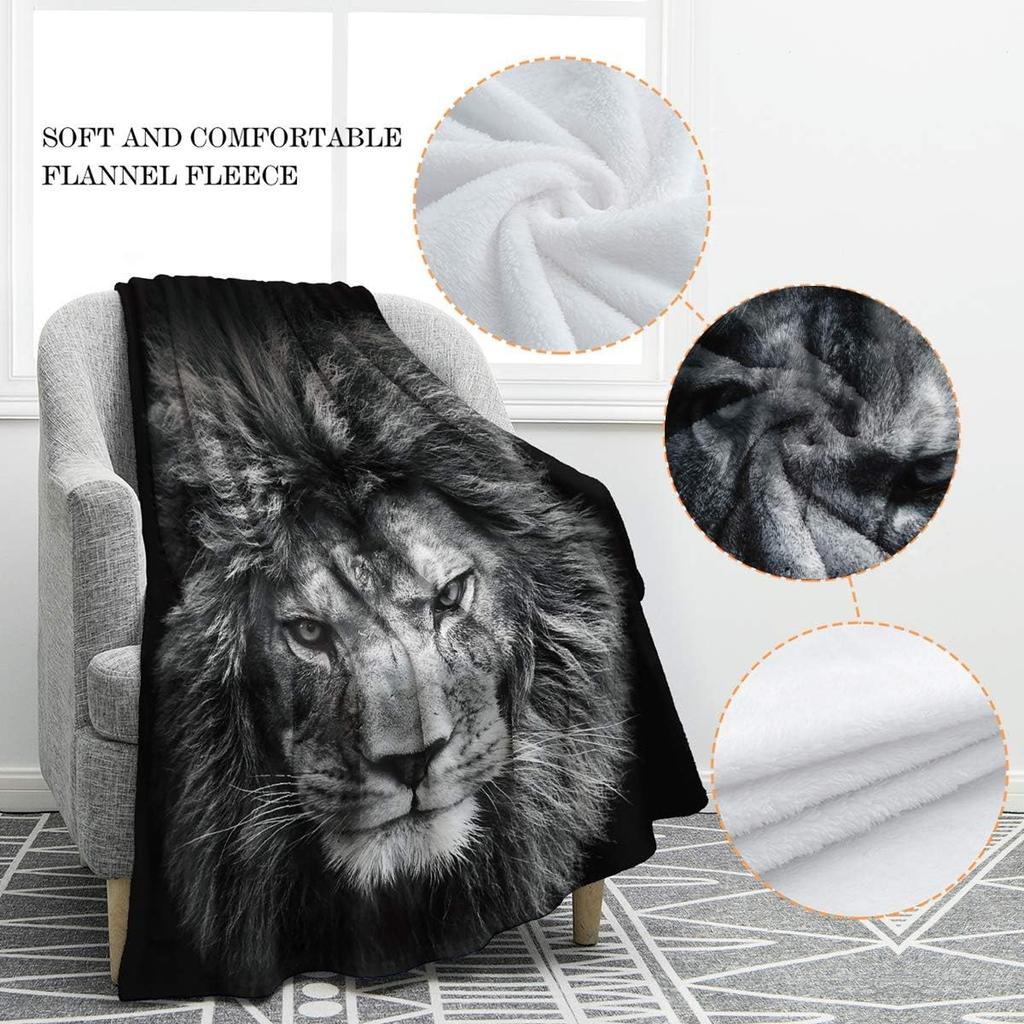 1PC Throw Contemporary Style Digital Printed Jungle Lion Flannel Blanket for Couch Bed Sofa Comfy Warm Blankets Gifts All Season