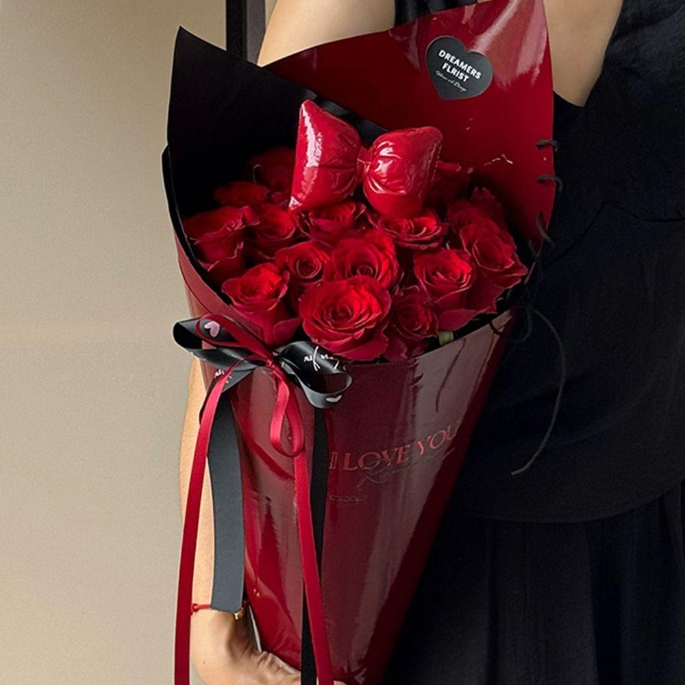 Nuova Borsa Avvolgifiori a Forma di Rosa Fai da Te Impermeabile 43*48cm Carta da Avvolgimento per Fiori Carta da Avvolgimento per San Valentino Matrimonio Festa
