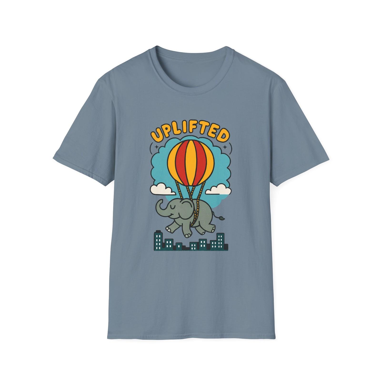 Unisex Softstyle T-Shirt Mens Womens Tees Top Dreamy Elephant Hot Air Balloon City Skyline Tee XL