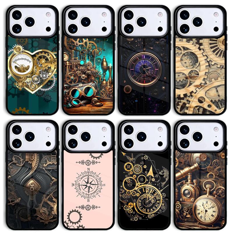 Steampunk Gears Vintage Time Machine Phone Case For Apple iPhone 17 Air 16 Pro Max 15 Pro Max 14 13 12 11 Mini Back Cover