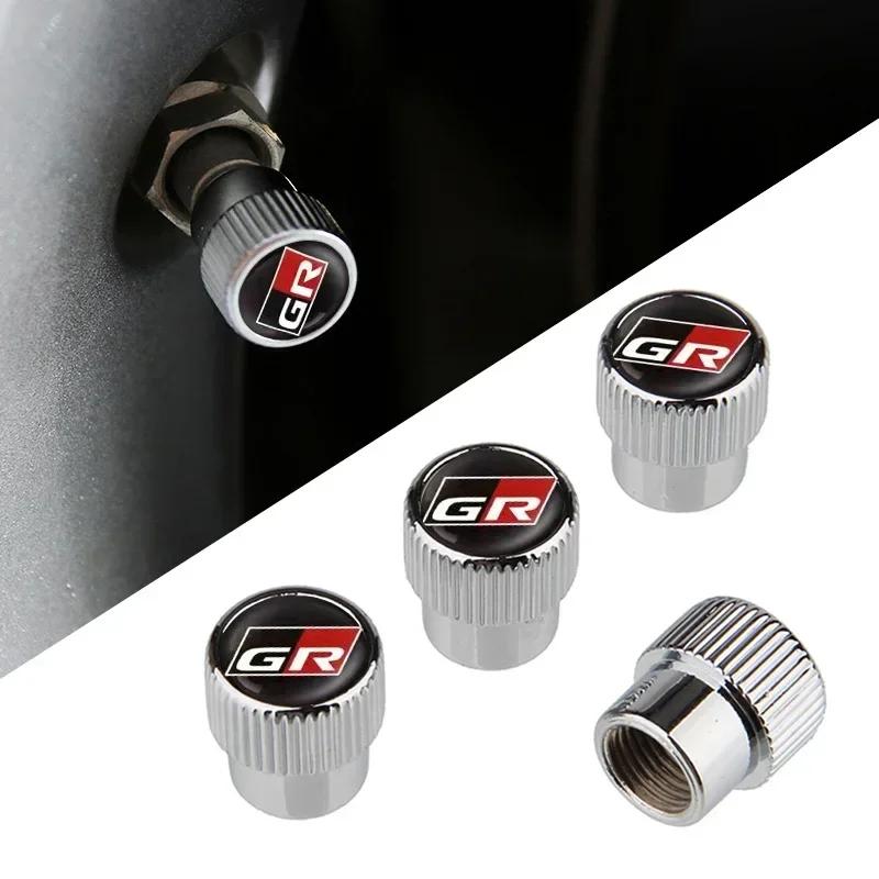 ANS1 4pcs Car Wheel Tire Valve Caps Dustproof for Toyota GR Sport Gazoo Camry Corolla Hilux Tacoma Aqua Avensis CHR Prius Yaris Rav4