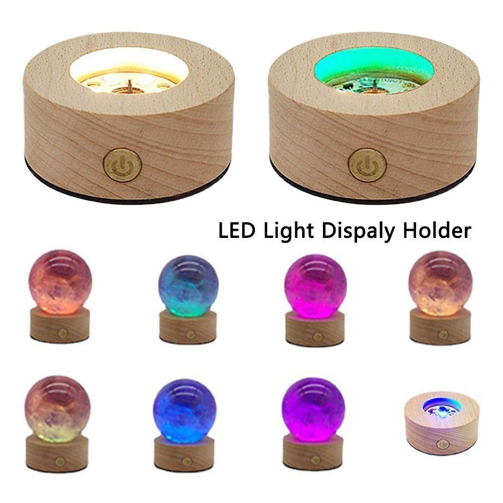

USB Powered Craft Night Lamp Base Home Decoration LED Light Dispaly Holder Crystal Ball Base Warm Light