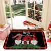 1pc Christmas‑Gnome‑Holly‑Berry Print Welcome Doormat, Washable Indoor Floor Mat for Bathroom, Living Room, Bedroom, Kitchen