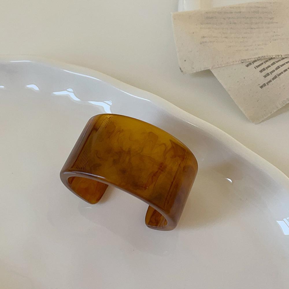 Exaggerated Irregular Resin Bangle Bohemian Retro Hand Ring Acrylic Wide Edge Bracelet  Gift