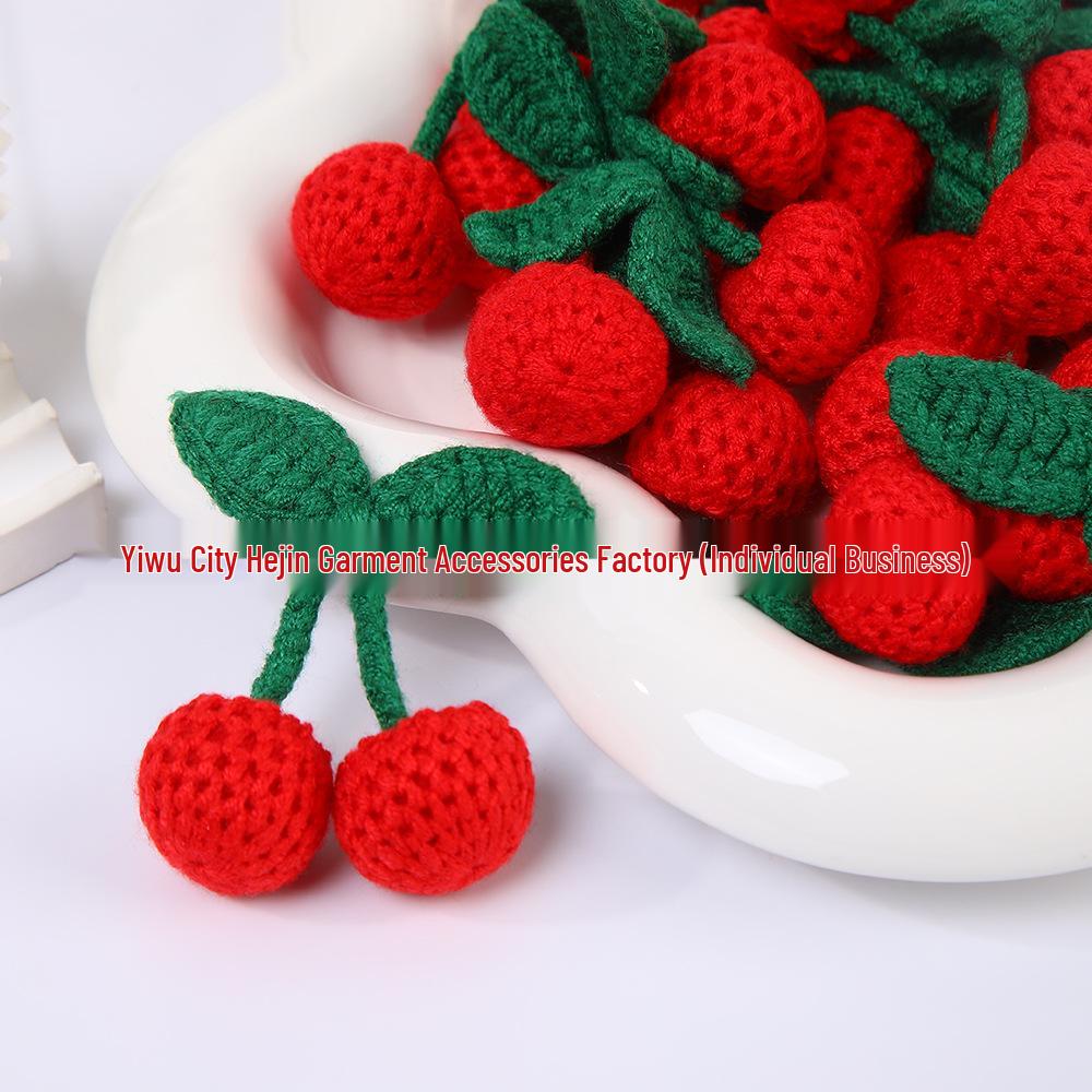 Cherry Pom-Pom Hand-Crocheted Hair Clips: Creative Knitted Accessories
