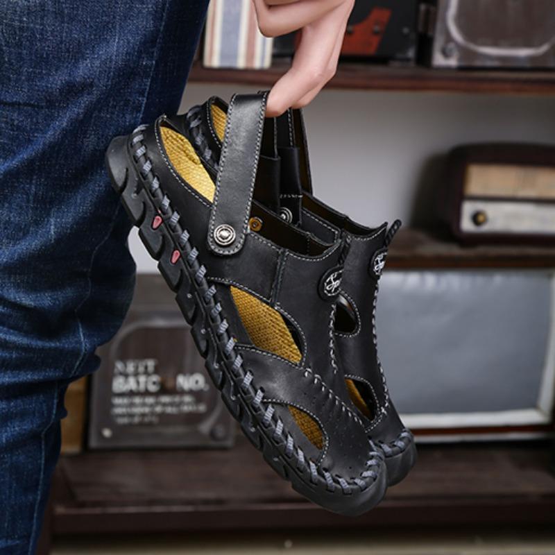 38-48 Summer Men's Large Size Leather Beach Sandals