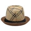 Vintage Strohhut Leinen Kühlender Hut Kurzer Schirm Karierter Schirmstreifen Gestreifte Bar Jazzhut Herren- Und Damenwestern Zylinder