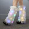 1 paar Vrouwen Herfst Winter LED Licht Harige Beenwarmers Imitatiebont Boot Covers Pluche Elastische Beensokken Mode Accessoires