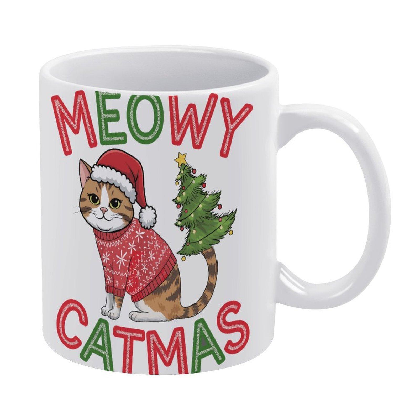 

1pc 11oz blank ceramic coffee mug, double-sided printed cup, neat glossy surface, durable ceramic build, practical drinkware for gifting