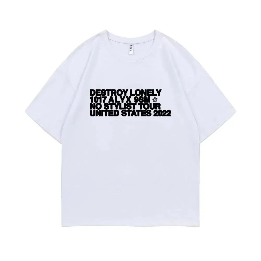 Rapper Destroy Lonely Alyx Print Tshirt Mens Oversized Cotton Short Sleeve Tees Men Hip Hop Rap Short Sleeves Plus Size Loose
