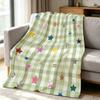 Cheerful Stars Flannel Blanket Warm Soft Halloween Christmas Couch Warm Cozy Decorative Decor Gift for All Season