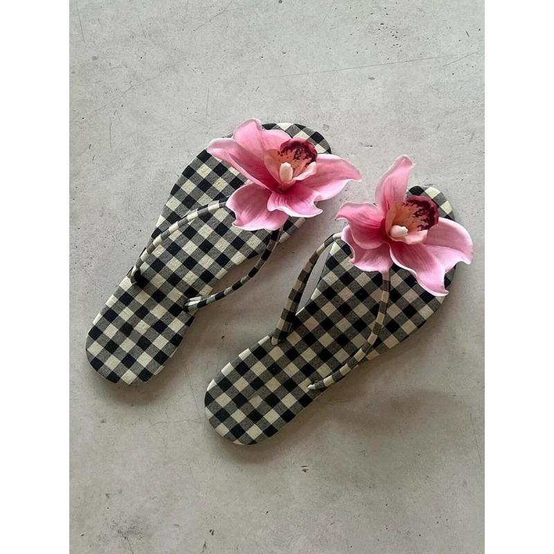 Summer New Bohemian Vacation Style Flower Slippers Women's Leisure Beach Women's Flip-flops Women
