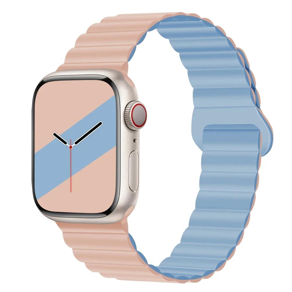Magnetyczny Pasek Silikonowy Sportowy Bransoletki Do Apple Watch 41mm 42mm 44mm 45mm 46mm 49mm iWatch Seria 11 10 9 8 7 6 5 4se
